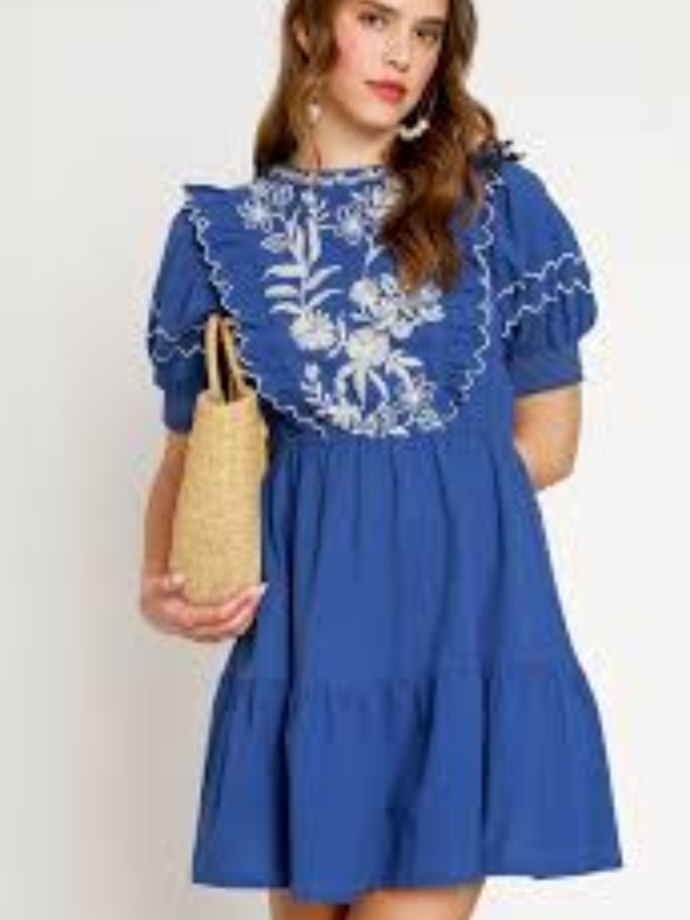 Umgee Embroidered Round Neck Dress
